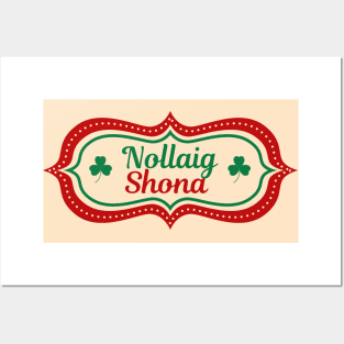 Irish Gaeilge Christmas Decoration Nollaig Shona Shamrock Posters and Art